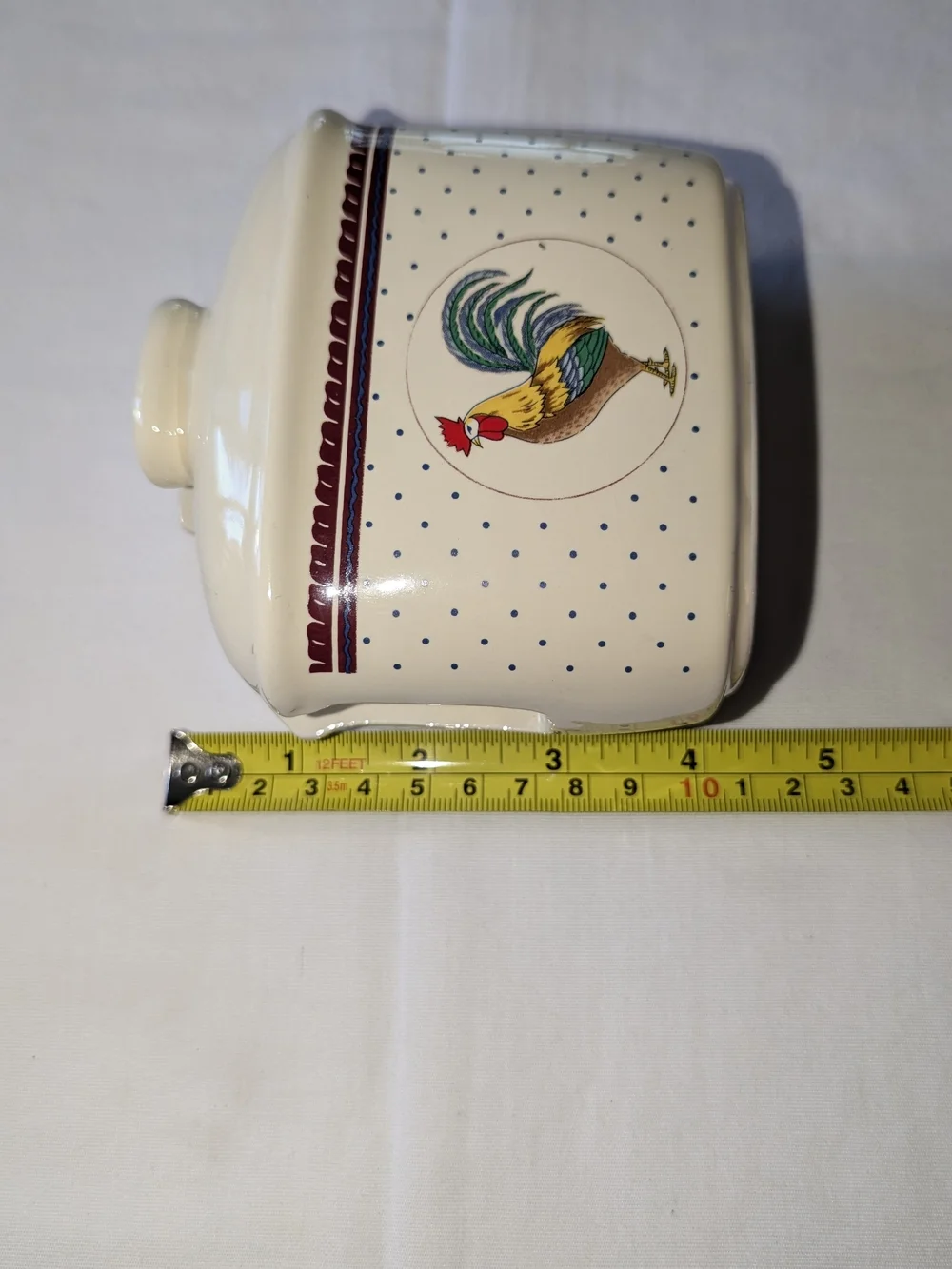 Vintage Geo. Z. Lefton 1988 Rooster Napkin Holder Ceramic Beige/Blue/Red KCA067